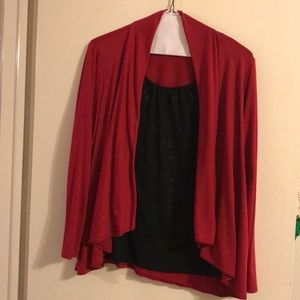Beautiful red and black cardigan/attached tank